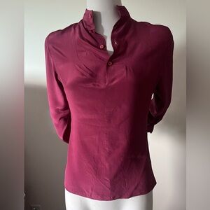 JR’S Elegant Burgundy Silk Women's Top